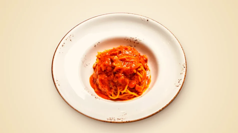 Spaghetti all'Amatriciana at ArtePasta Durrës